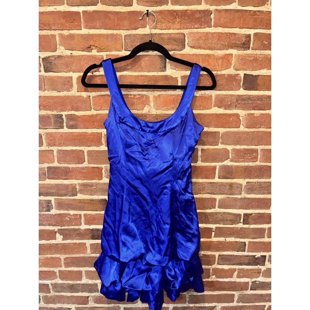 Morgan‎ & Co. Cobalt Blue Satin Ruffled Mini Dress Jrs S